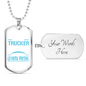 Warning Unmedicated Banker Trucker Dog Tag Stainless Steel or 18k Gold 24" Chain-Express Your Love Gifts