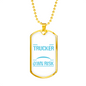 Warning Unmedicated Banker Trucker Dog Tag Stainless Steel or 18k Gold 24" Chain-Express Your Love Gifts