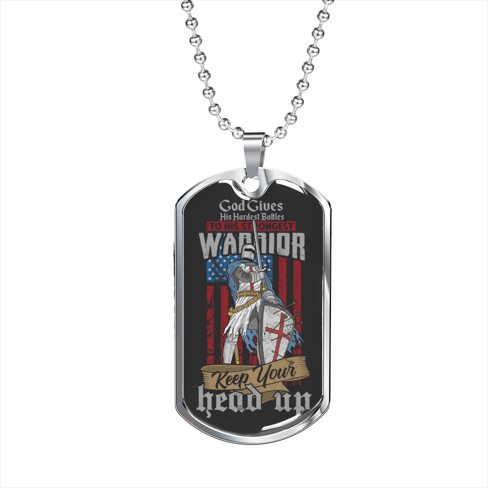 Warrior For God Ephesians Necklace Stainless Steel or 18k Gold Dog Tag W 24"-Express Your Love Gifts