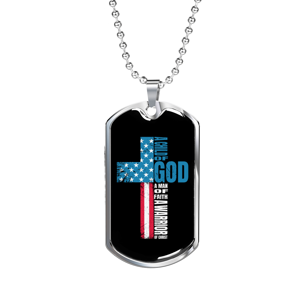 Warrior In Christ Christian Necklace Stainless Steel or 18k Gold Dog Tag 24" Chain-Express Your Love Gifts