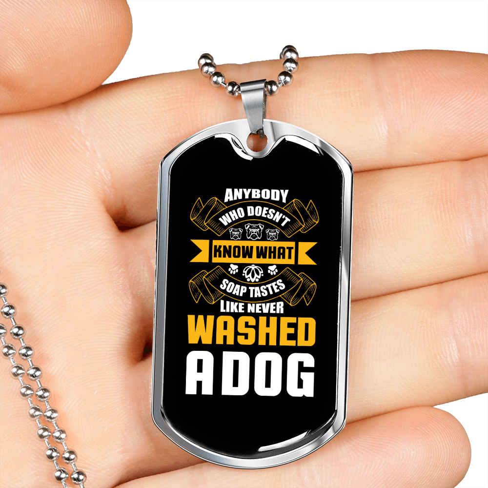 Wash a Dog Necklace Stainless Steel or 18k Gold Dog Tag 24" Chain-Express Your Love Gifts