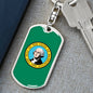 Washington State Flag Keychain Dog Tag Stainless Steel or 18k Gold-Express Your Love Gifts