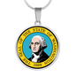 Washington State Seal Necklace Circle Pendant Stainless Steel or 18k Gold 18-22"-Express Your Love Gifts