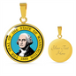 Washington State Seal Necklace Circle Pendant Stainless Steel or 18k Gold 18-22"-Express Your Love Gifts