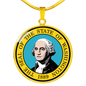 Washington State Seal Necklace Circle Pendant Stainless Steel or 18k Gold 18-22"-Express Your Love Gifts