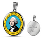 Washington State Seal Necklace Circle Pendant Stainless Steel or 18k Gold 18-22"-Express Your Love Gifts