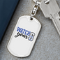 Watch Your Six Keychain Stainless Steel or 18k Gold Dog Tag Keyring-Express Your Love Gifts