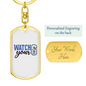 Watch Your Six Keychain Stainless Steel or 18k Gold Dog Tag Keyring-Express Your Love Gifts