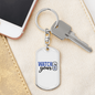 Watch Your Six Keychain Stainless Steel or 18k Gold Dog Tag Keyring-Express Your Love Gifts