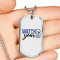 Watch Your Six Necklace Stainless Steel or 18k Gold Dog Tag 24"-Express Your Love Gifts