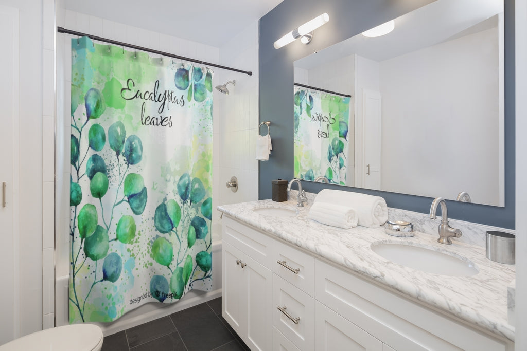 Watercolor Eucalyptus Leaves Stylish Design 71" x 74" Elegant Waterproof Shower Curtain for a Spa-like Bathroom Paradise Exceptional Craftsmanship-Express Your Love Gifts