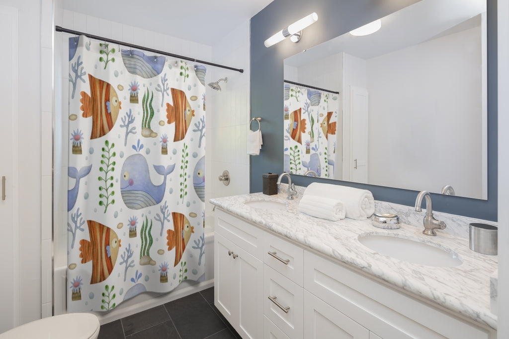 Watercolor Fish Seamless Stylish Design 71" x 74" Elegant Waterproof Shower Curtain for a Spa-like Bathroom Paradise Exceptional Craftsmanship-Express Your Love Gifts