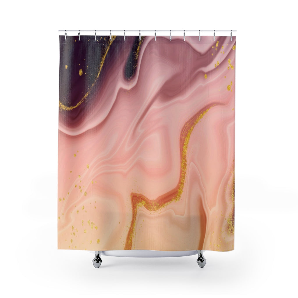 Watercolor Golden Foil Stylish Design 71" x 74" Elegant Waterproof Shower Curtain for a Spa-like Bathroom Paradise Exceptional Craftsmanship-Express Your Love Gifts