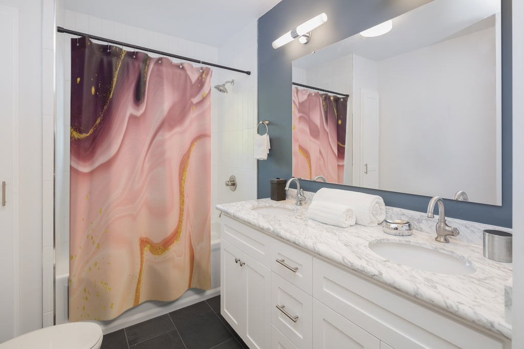 Watercolor Golden Foil Stylish Design 71" x 74" Elegant Waterproof Shower Curtain for a Spa-like Bathroom Paradise Exceptional Craftsmanship-Express Your Love Gifts