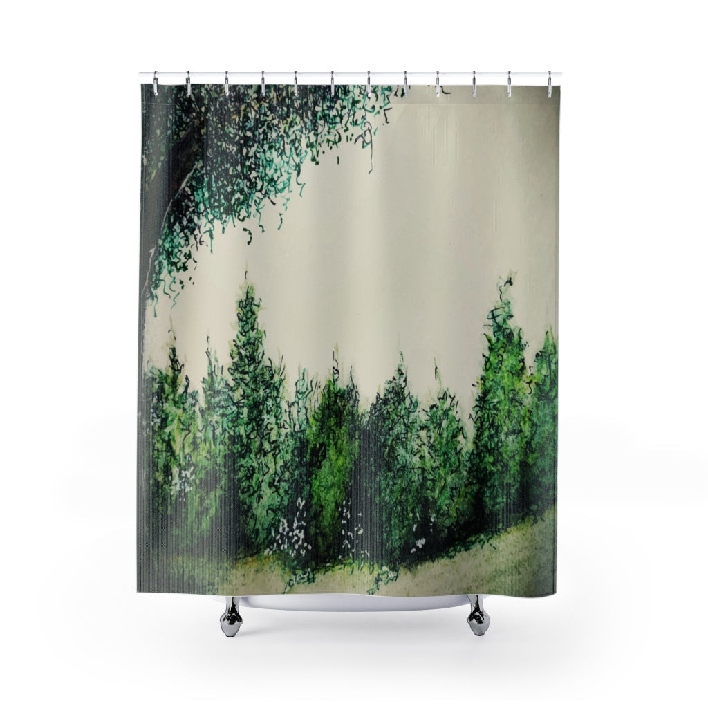 Watercolor Landscape Forest Stylish Design 71" x 74" Elegant Waterproof Shower Curtain for a Spa-like Bathroom Paradise Exceptional Craftsmanship-Express Your Love Gifts