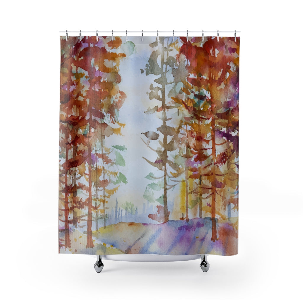 Watercolor Painting Landscape Stylish Design 71" x 74" Elegant Waterproof Shower Curtain for a Spa-like Bathroom Paradise Exceptional Craftsmanship-Express Your Love Gifts