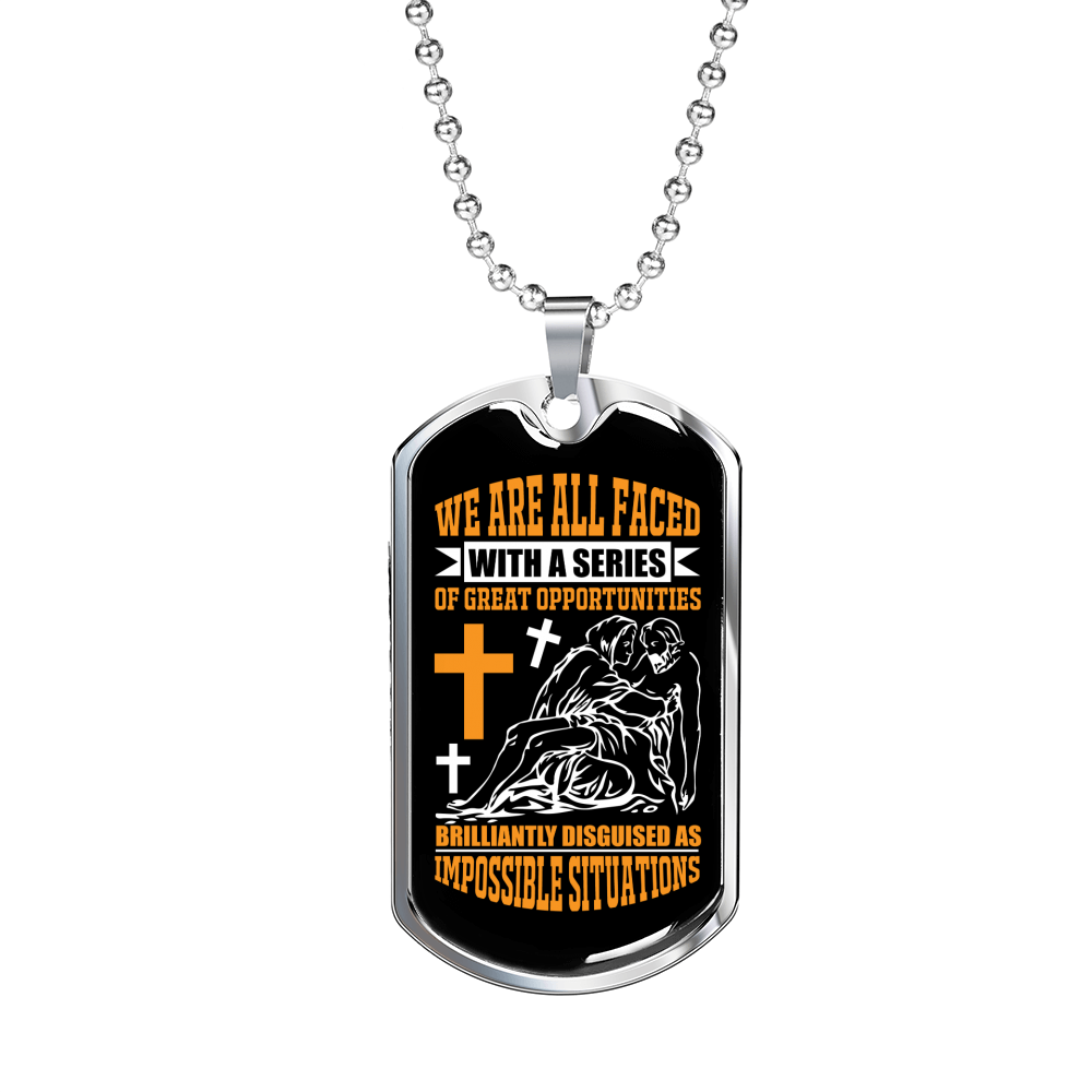 We Are All Faced Necklace Stainless Steel or 18k Gold Dog Tag 24" Chain-Express Your Love Gifts
