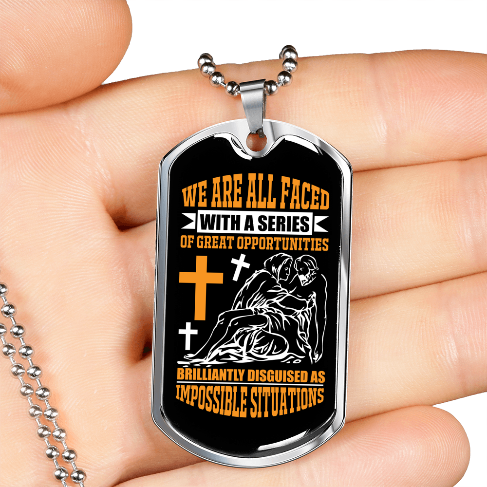 We Are All Faced Necklace Stainless Steel or 18k Gold Dog Tag 24" Chain-Express Your Love Gifts