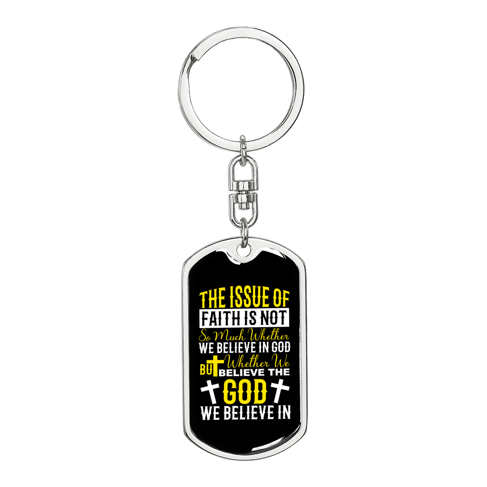 We Believe In God Keychain Stainless Steel or 18k Gold Dog Tag Keyring-Express Your Love Gifts