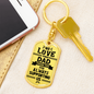 We Love You Dad Keychain Stainless Steel or 18k Gold Dog Tag Keyring-Express Your Love Gifts
