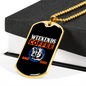 Weekends Coffee Necklace Stainless Steel or 18k Gold Dog Tag 24" Chain-Express Your Love Gifts
