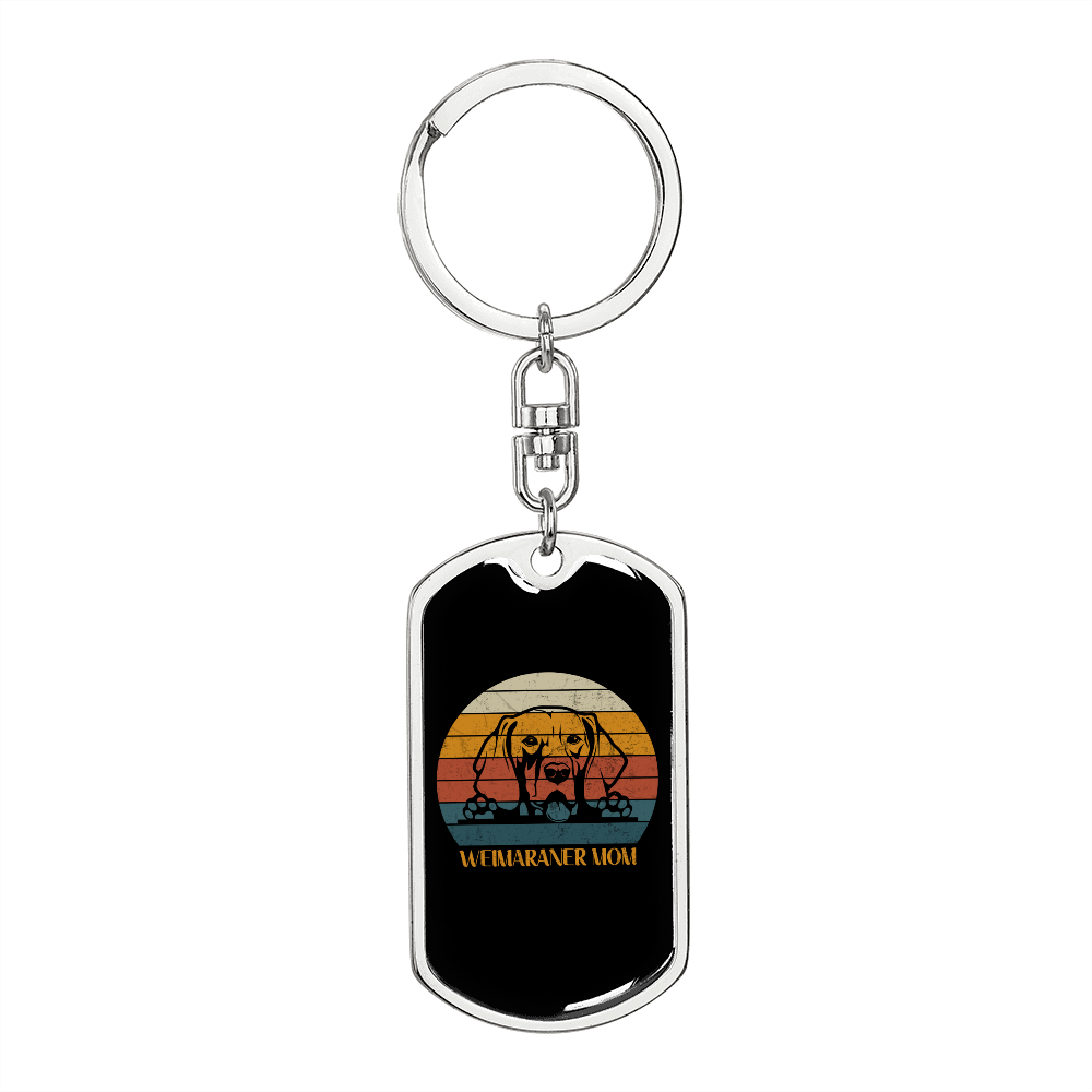 Weimaraner Dog Mom Keychain Stainless Steel or 18k Gold Dog Tag Keyring-Express Your Love Gifts