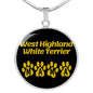 West Highland White Terrier Mama Circle Necklace Stainless Steel or 18k Gold 18-22" Dog Owner Lover-Express Your Love Gifts
