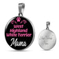 West Highland White Terrier Mama Necklace Circle Pendant Stainless Steel or 18k Gold 18-22" Dog Mom Pendant-Express Your Love Gifts