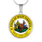 West Virginia State Seal Necklace Circle Pendant Stainless Steel or 18k Gold 18-22"-Express Your Love Gifts