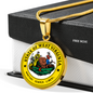 West Virginia State Seal Necklace Circle Pendant Stainless Steel or 18k Gold 18-22"-Express Your Love Gifts