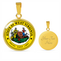 West Virginia State Seal Necklace Circle Pendant Stainless Steel or 18k Gold 18-22"-Express Your Love Gifts