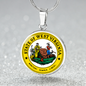 West Virginia State Seal Necklace Circle Pendant Stainless Steel or 18k Gold 18-22"-Express Your Love Gifts