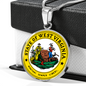 West Virginia State Seal Necklace Circle Pendant Stainless Steel or 18k Gold 18-22"-Express Your Love Gifts