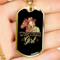 Western Girl Horse Necklace Stainless Steel or 18k Gold Dog Tag 24" Chain-Express Your Love Gifts