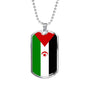 Western Sahara Flag Sahrawi Necklace Stainless Steel or 18k Gold Dog Tag 24"-Express Your Love Gifts