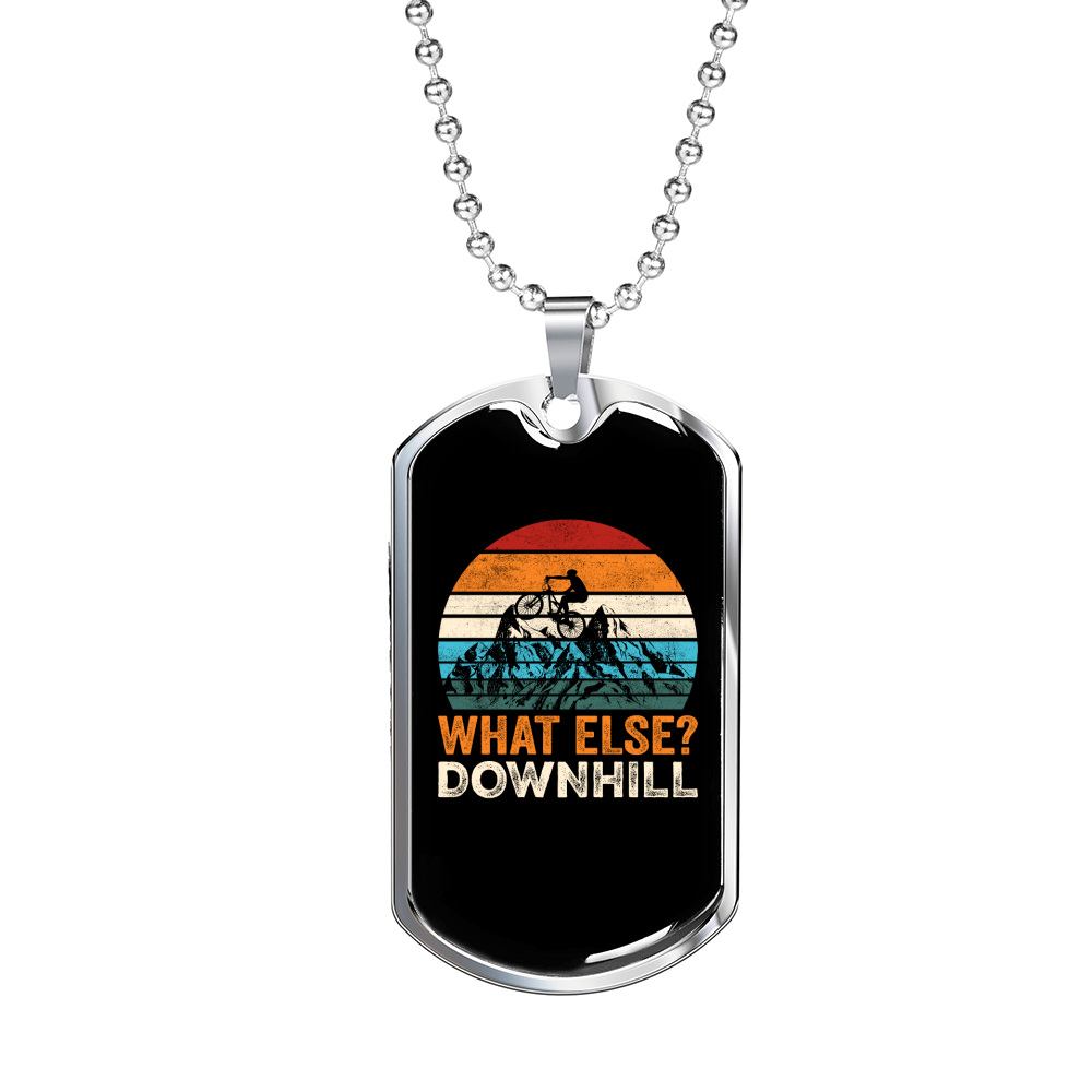 What Else Downhill Cycling Necklace Stainless Steel or 18k Gold Dog Tag 24"-Express Your Love Gifts