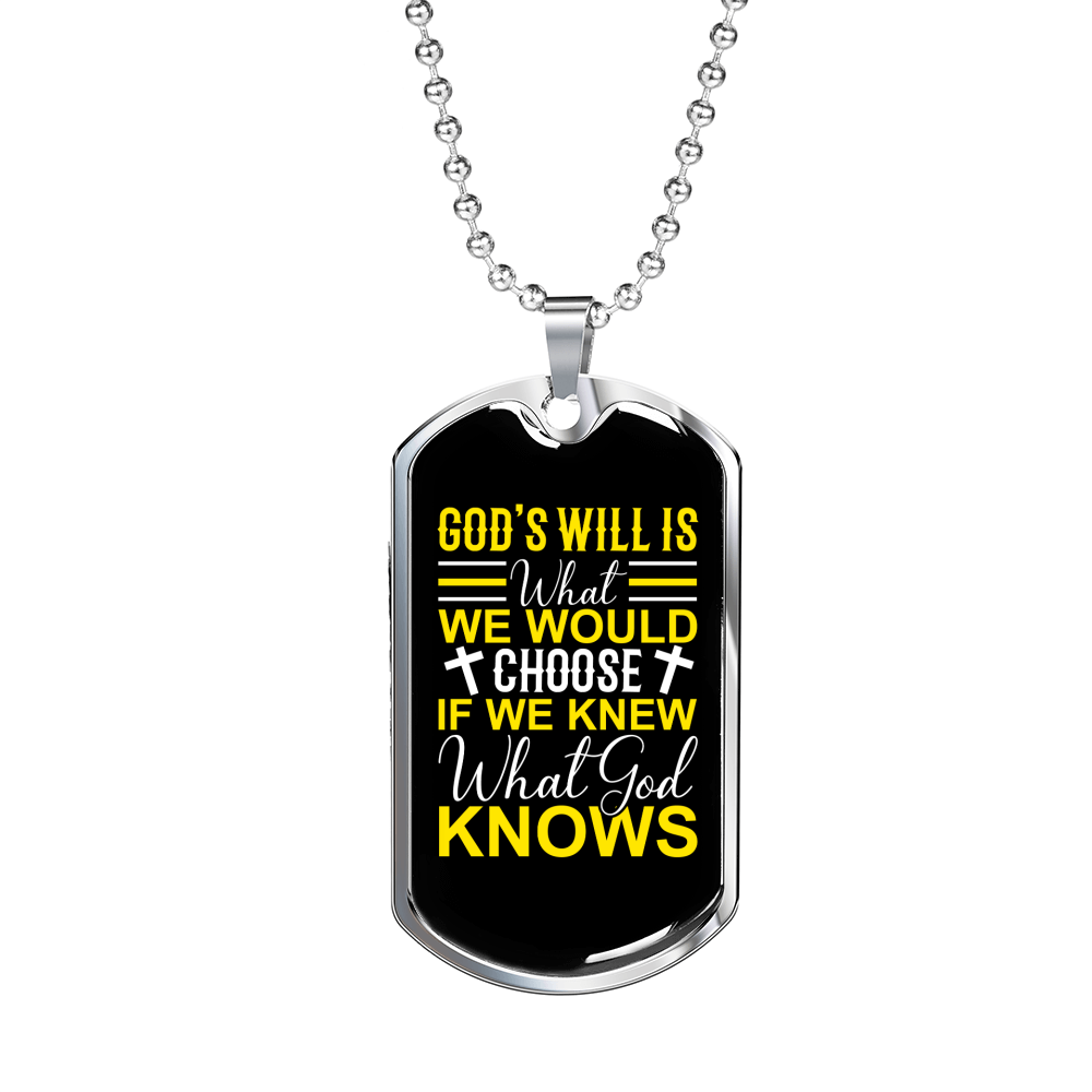 What God Knows Necklace Stainless Steel or 18k Gold Dog Tag 24" Chain-Express Your Love Gifts