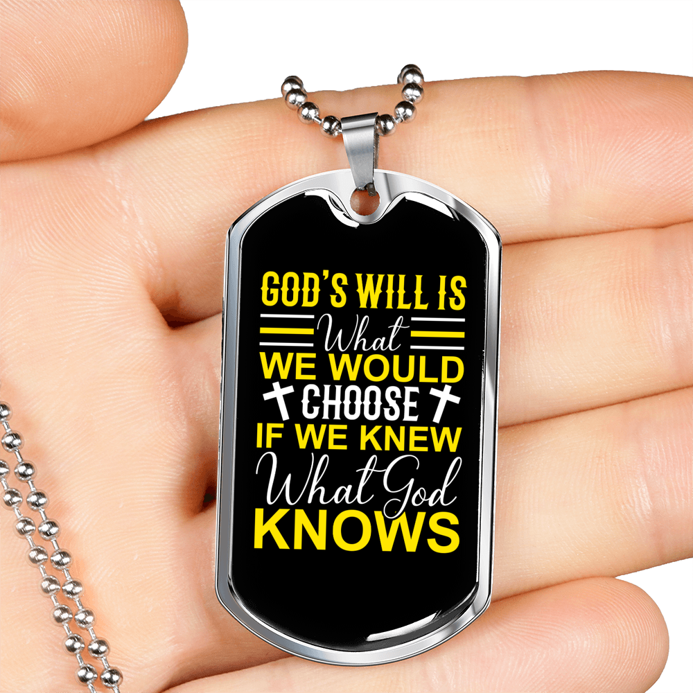 What God Knows Necklace Stainless Steel or 18k Gold Dog Tag 24" Chain-Express Your Love Gifts