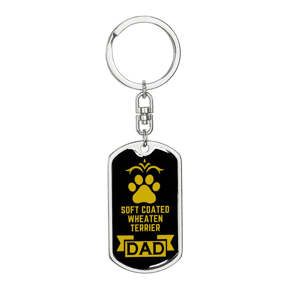 Wheaten Terrier Dad Dog Keychain Stainless Steel or 18k Gold-Express Your Love Gifts