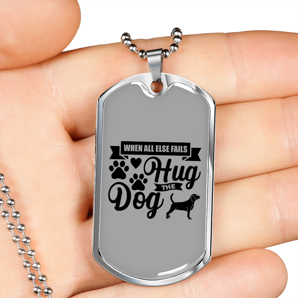 When All Else Fails Necklace Stainless Steel or 18k Gold Dog Tag 24" Chain-Express Your Love Gifts