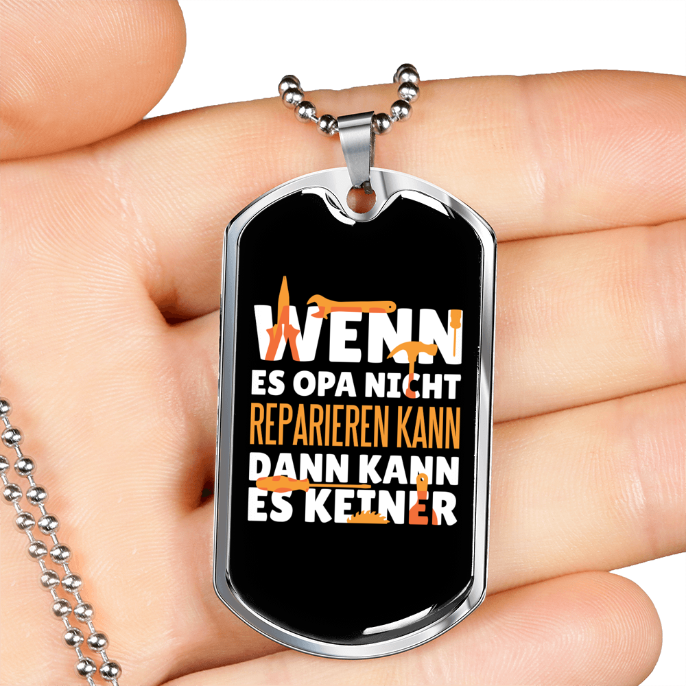 When Grandpa Can'T Fix Woodworker Dog Tag Stainless Steel or 18k Gold W 24"-Express Your Love Gifts