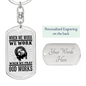 When We Pray God Works Keychain Stainless Steel or 18k Gold Dog Tag Keyring-Express Your Love Gifts