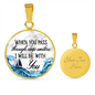 When You Pass Isaiah 43:2 Christian Necklace Circle Pendant Stainless Steel or 18k Gold 18-22-Express Your Love Gifts