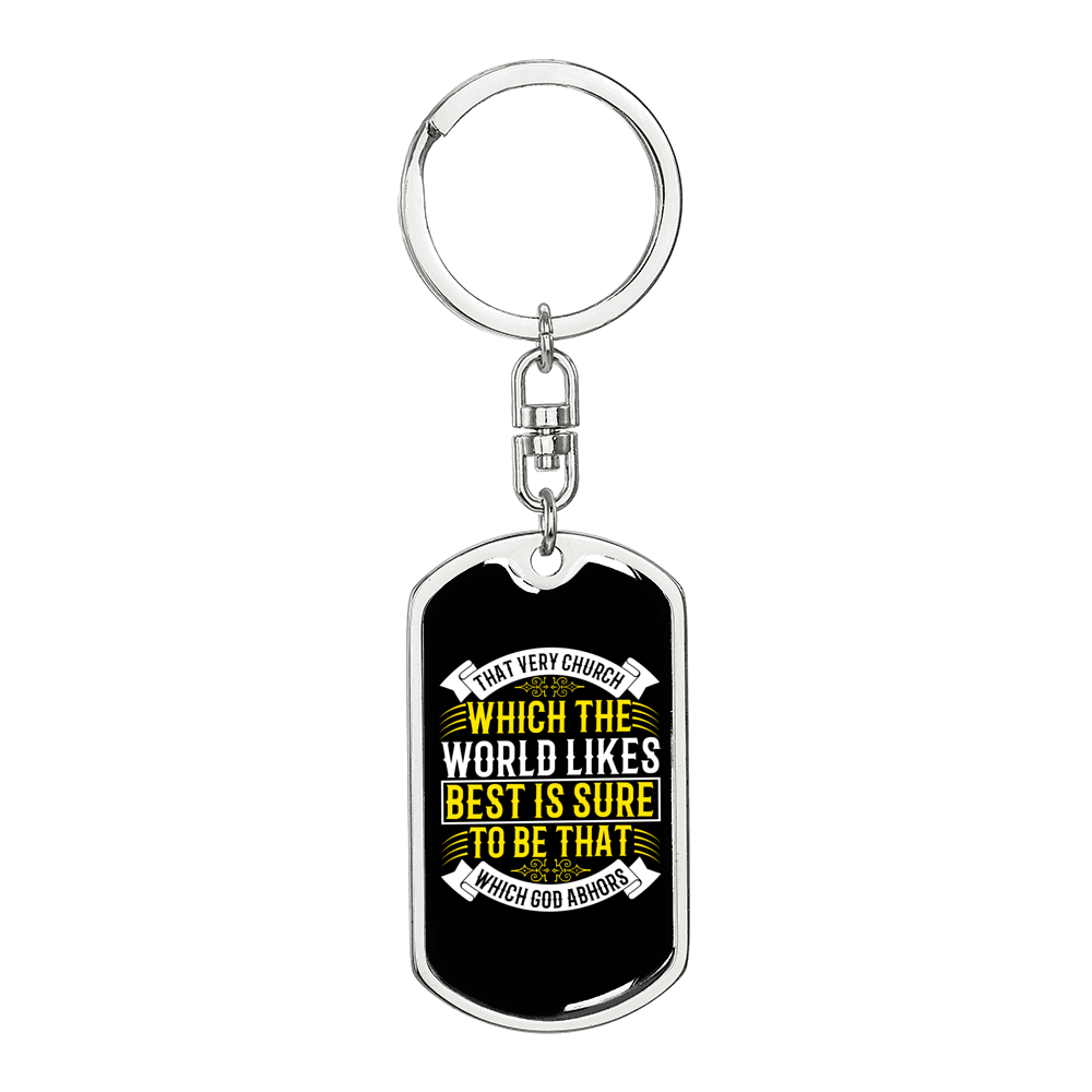 Which God Abhors Keychain Stainless Steel or 18k Gold Dog Tag Keyring-Express Your Love Gifts