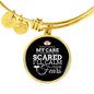 While You'Re In My CAre Nurse Circle Pendant Bangle Stainless Steel or 18k Gold 18-22"-Express Your Love Gifts