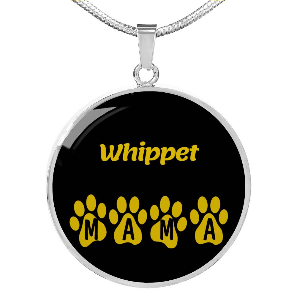 Whippet Mama Circle Necklace Stainless Steel or 18k Gold 18-22" Dog Owner Lover-Express Your Love Gifts
