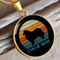White Collie Mom Circle Necklace Stainless Steel or 18k Gold 18-22"-Express Your Love Gifts