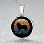 White Collie Mom Circle Necklace Stainless Steel or 18k Gold 18-22"-Express Your Love Gifts