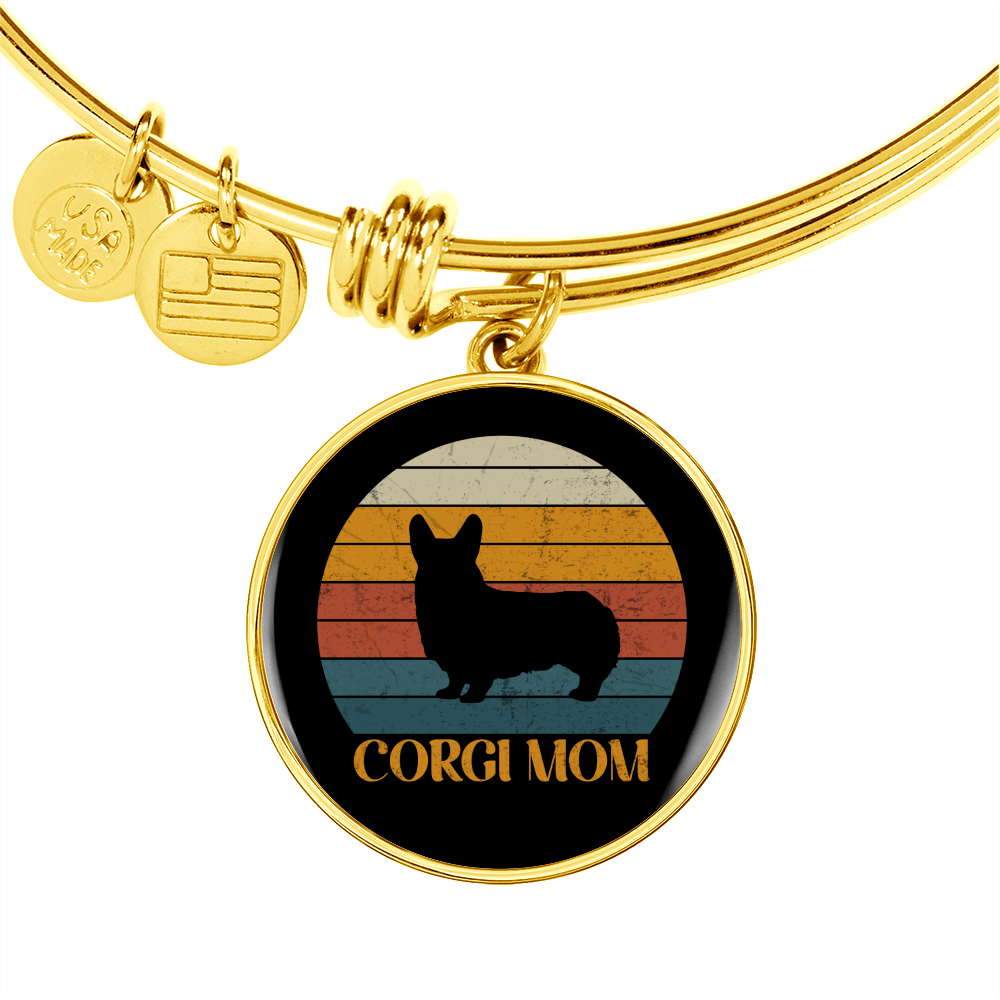 White Corgi Mom Bracelet Stainless Steel or 18k Gold Circle Bangle-Express Your Love Gifts