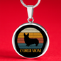 White Corgi Mom Circle Necklace Stainless Steel or 18k Gold 18-22"-Express Your Love Gifts